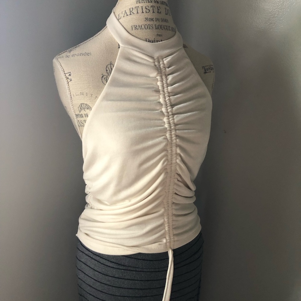 Express Cream Ruched Halter Top - Picture 2 of 6